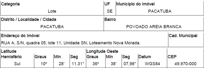 PACATUBA - POVOADO AREIA BRANCA