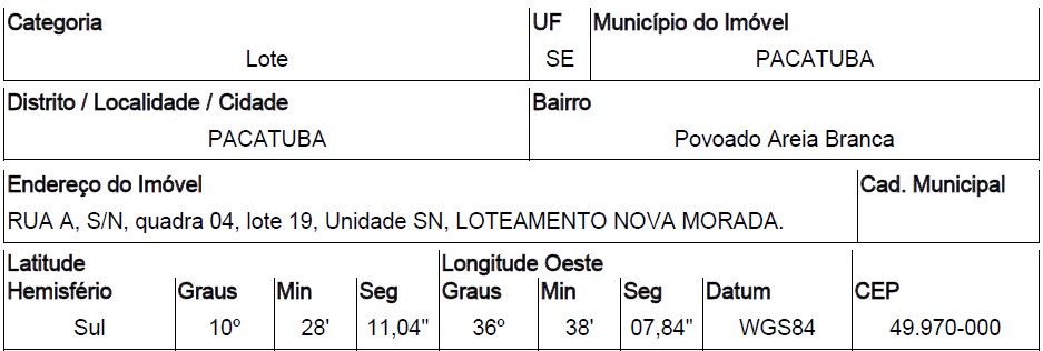 PACATUBA - POVOADO AREIA BRANCA