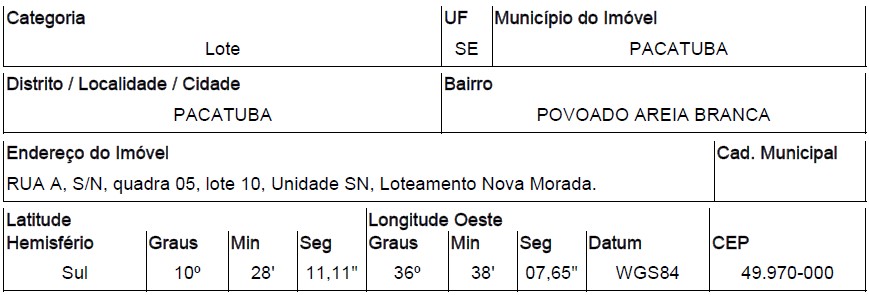 PACATUBA - POVOADO AREIA BRANCA
