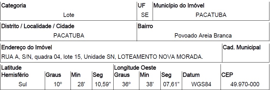 PACATUBA - POVOADO AREIA BRANCA